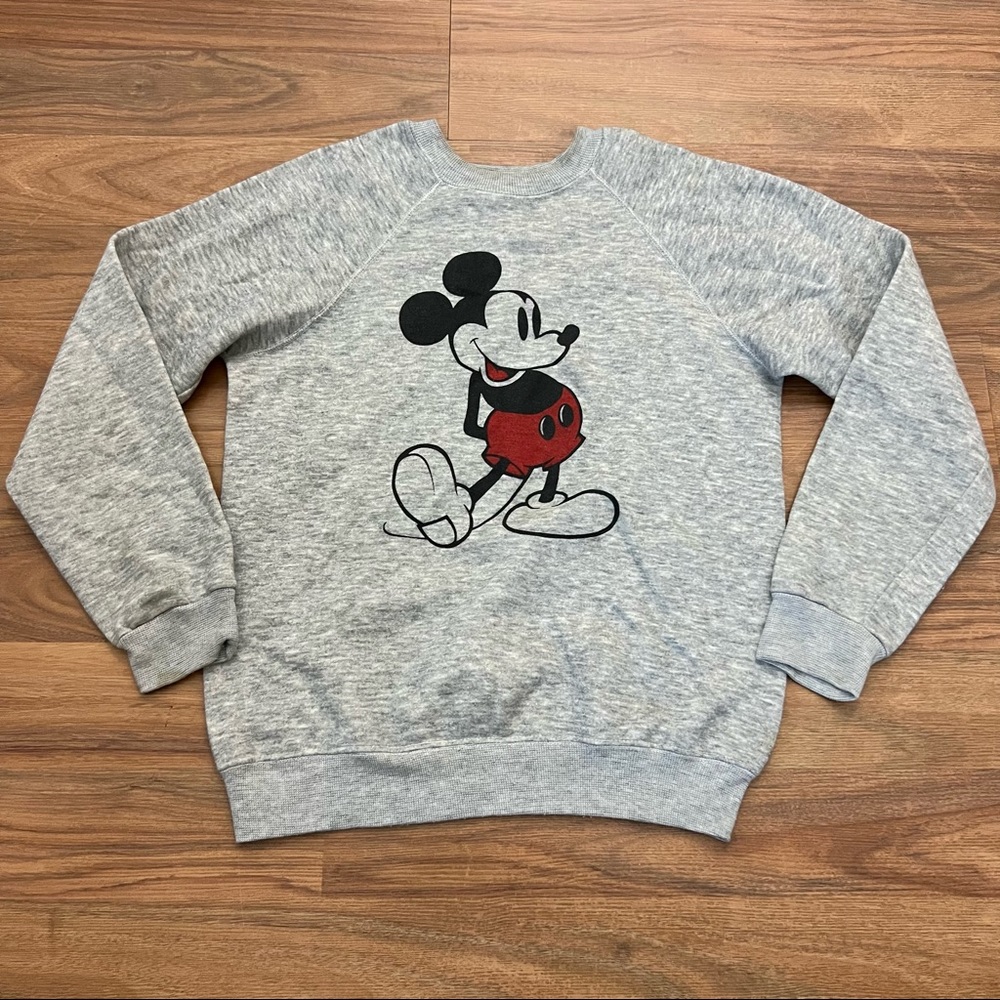 Disney Grey Sweatshirt with Vintage Mickey Graphic